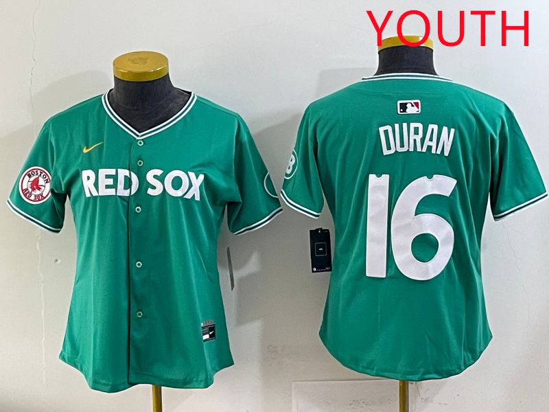Youth 2025 Boston Red Sox #16 Duran Dark Green Joint Name Nike MLB Jersey style 8->youth mlb jersey->Youth Jersey